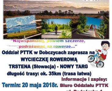 Wycieczka „Rowerem po nasypie dawnej linii kolejowej” 20.05.2018